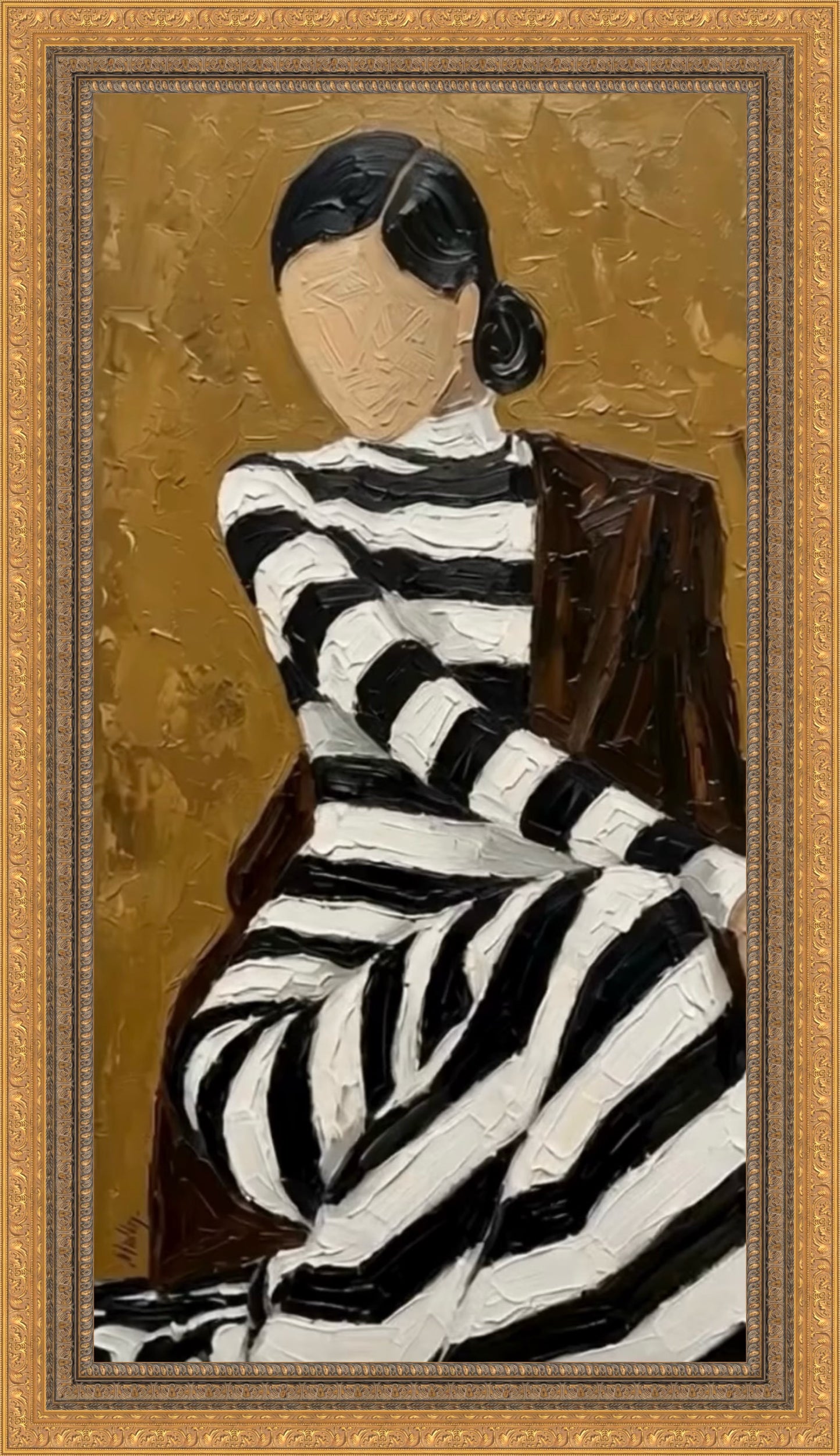 Gilded Absence – Girl with Stripy Dress Series by Isma J Rafiq